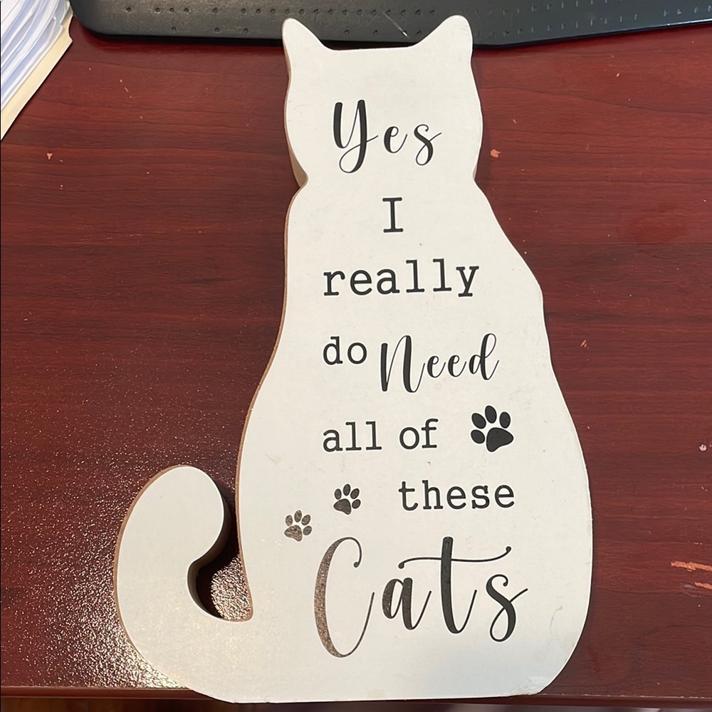 Decorative Cat Sign - White